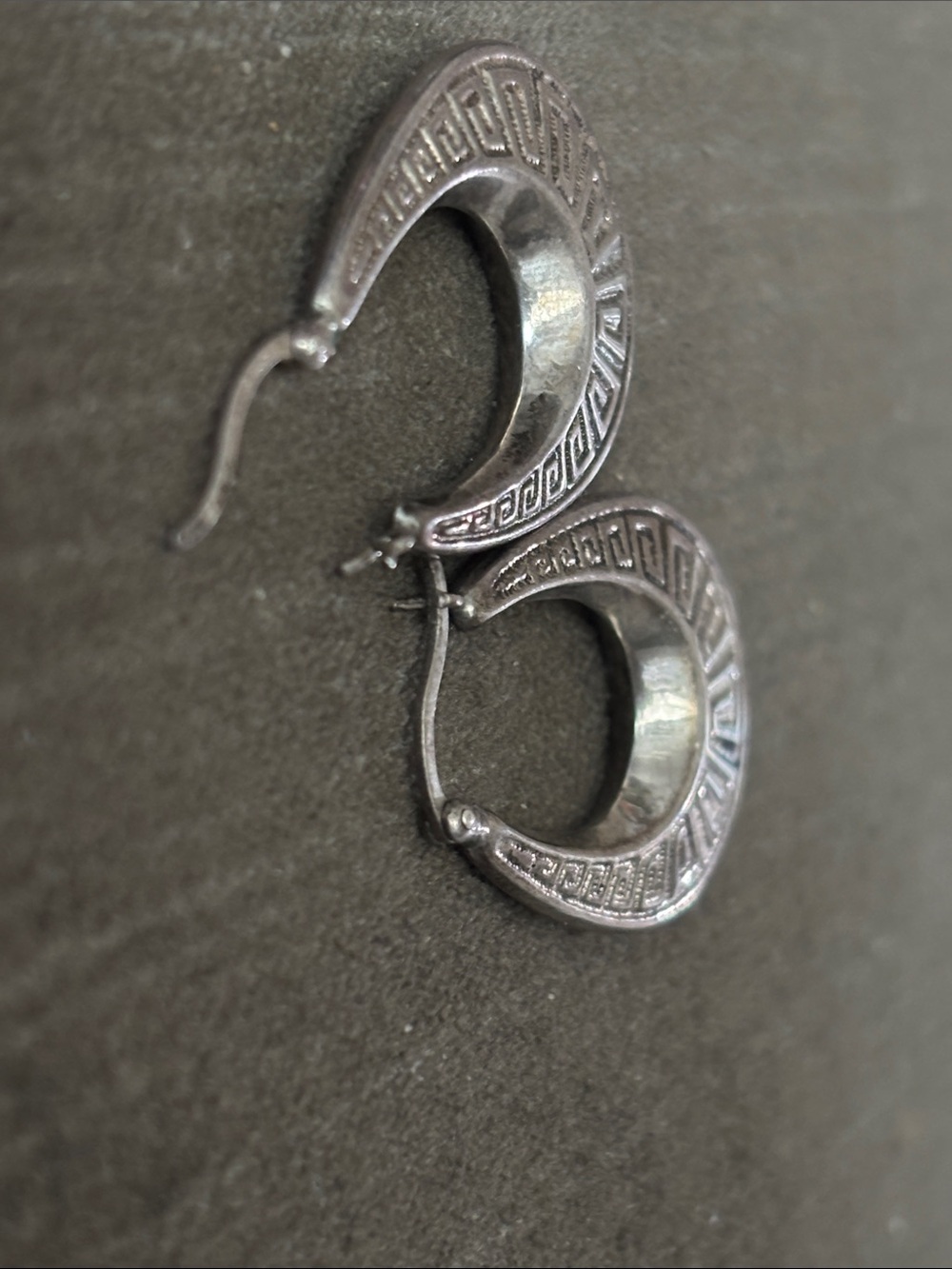 .925 Sterling HOOP EARRINGS real solid Silver Fine Jewelry 1990s Vntg teardrop - Picture 8 of 9